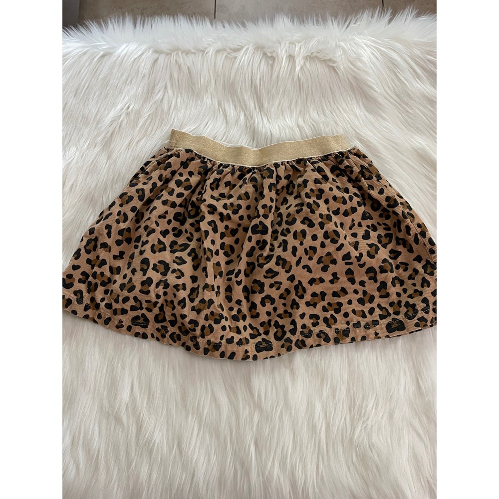 Girls Carter's Leopard Print Lined Corduroy Skirt Glitter Elastic Waistband 4/5